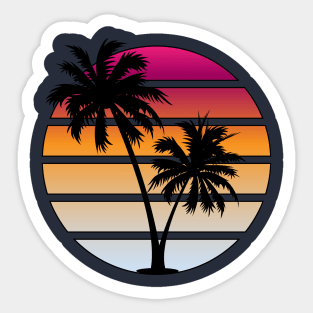 Retrowave Orange sunset Sticker